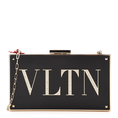 Valentino Garavani Metal Crystal VLTN Chain Clutch Black 1 of 14
