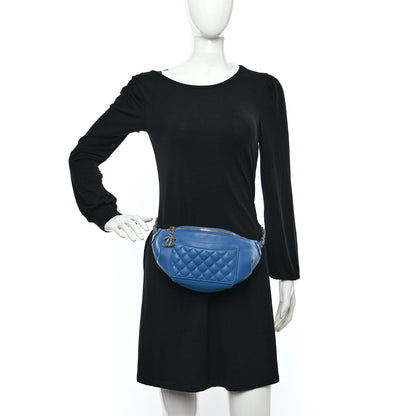 Chanel Crumpled Lambskin Quilted Waist Bag Fanny Pack Blue 2 of 9