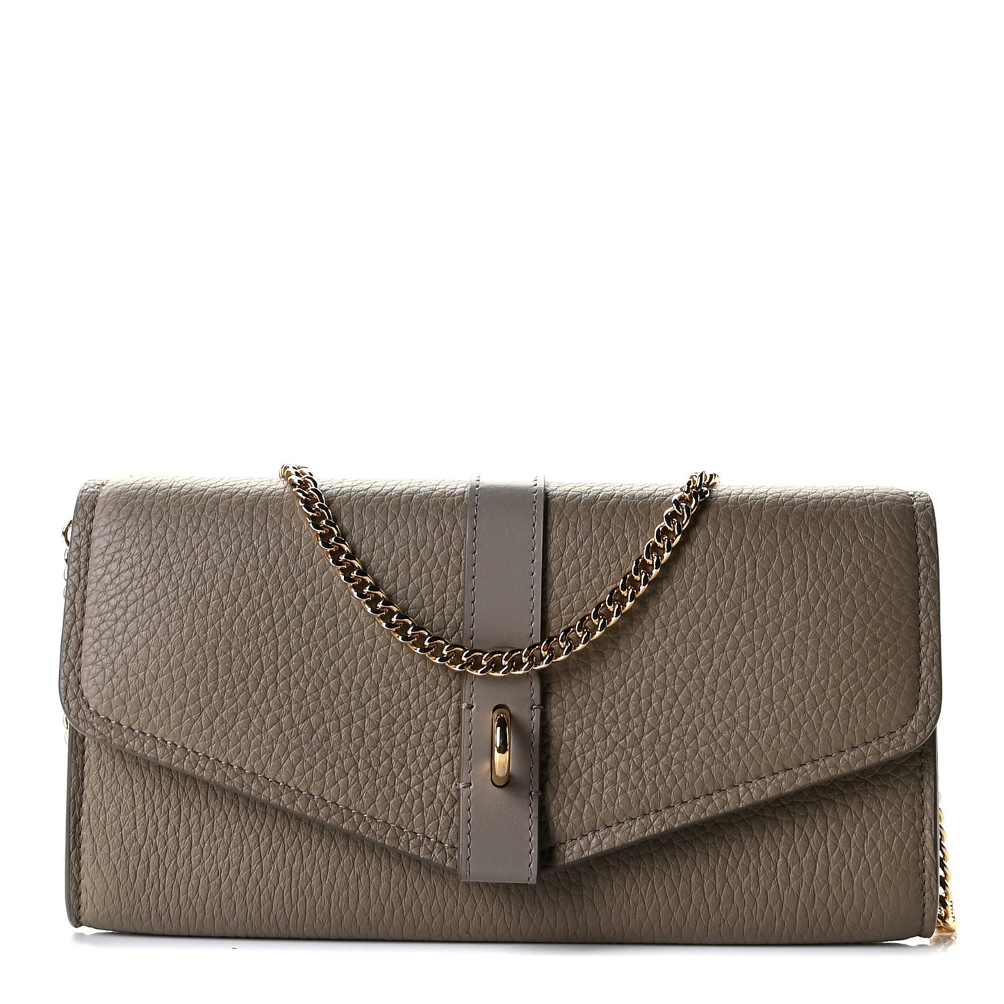 Grained Calfskin Aby Chain Wallet Motty Grey