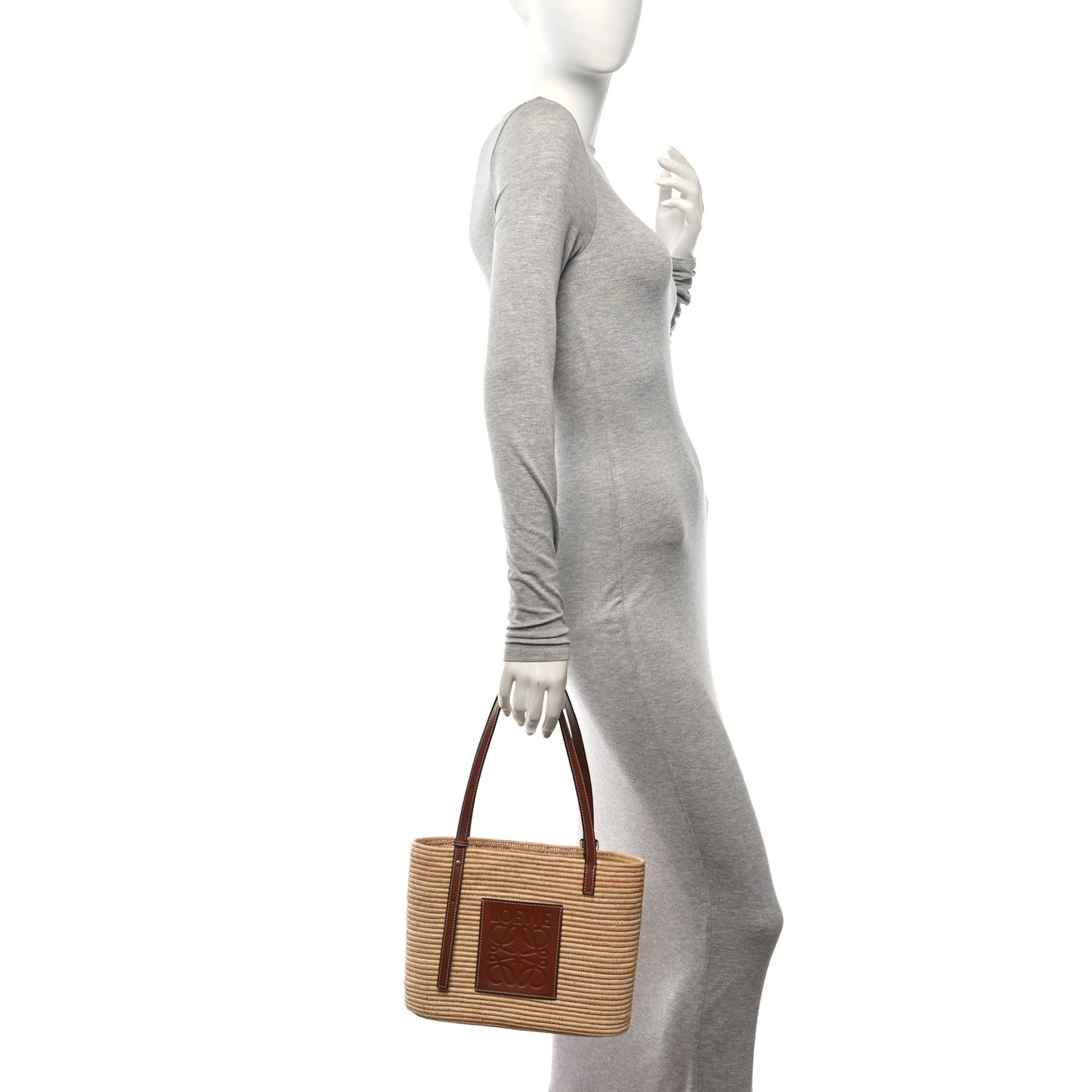 Raffia Small Square Basket Tote Bag Natural Tan