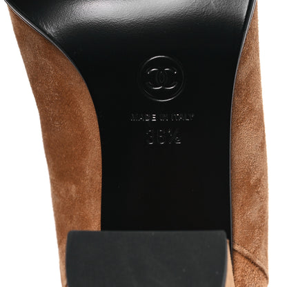 Chanel Suede Calfskin Lambskin Quilted Knee High Boots 36.5 Beige 6 of 10