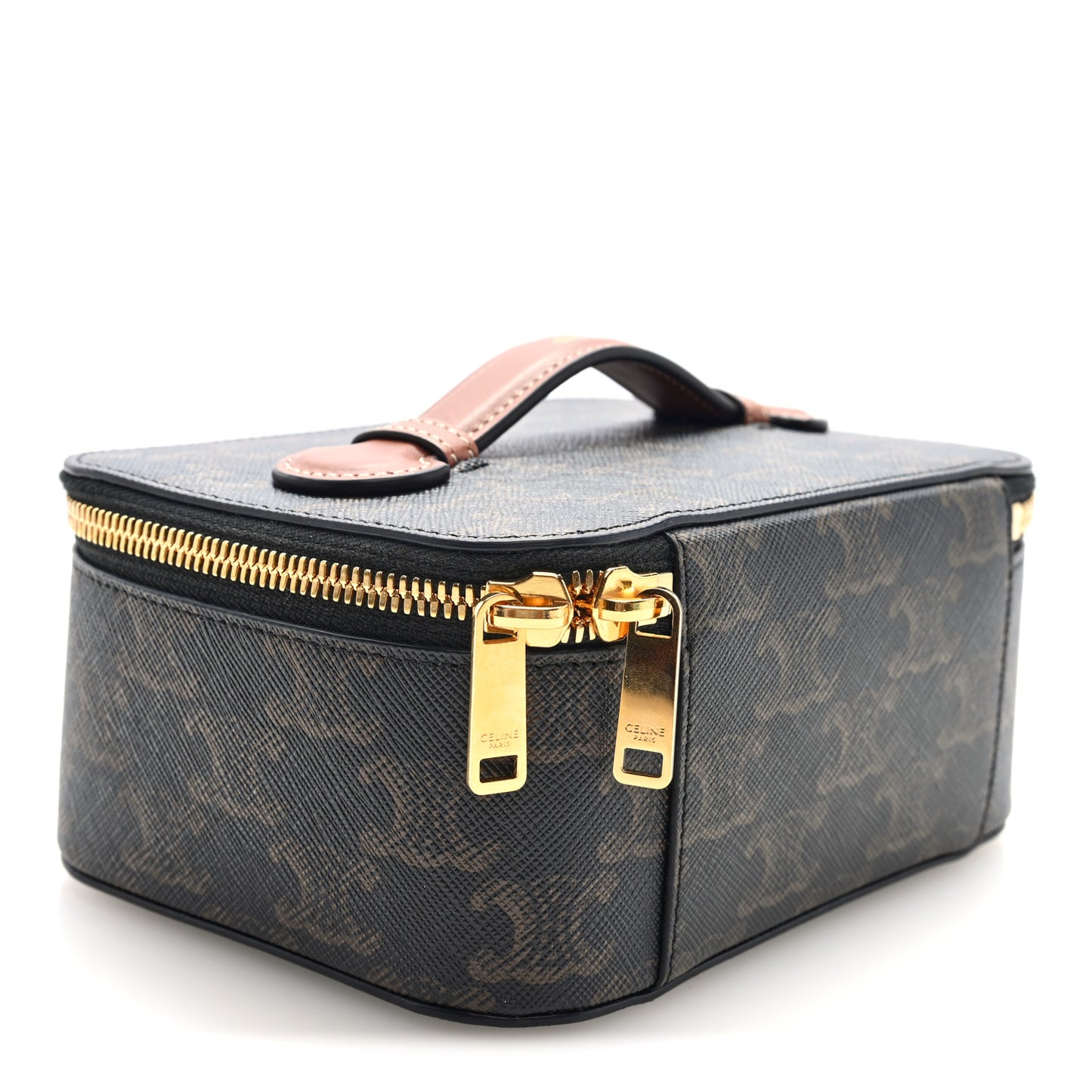 Triomphe Canvas Calfskin Small Top Handle Toiletry Case Tan