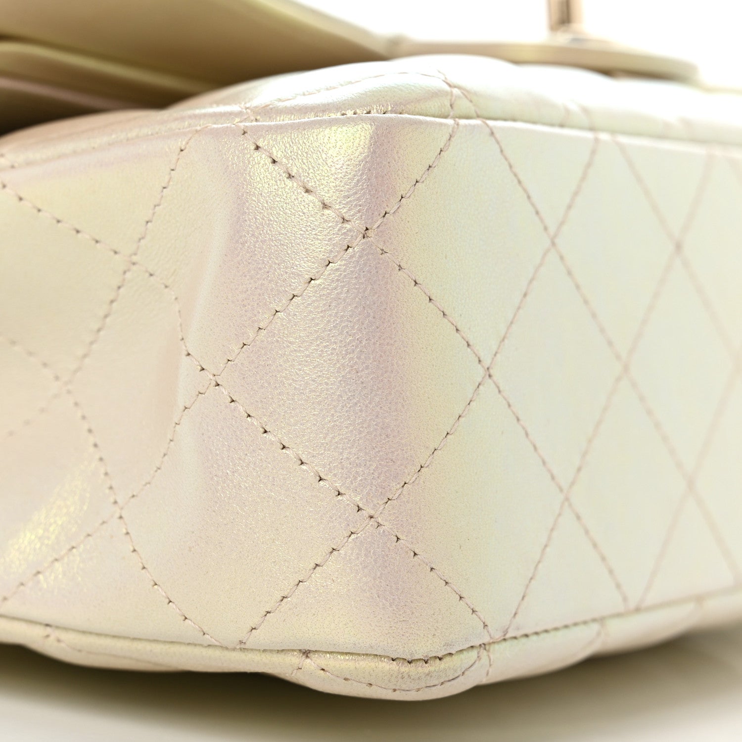Chanel Iridescent Lambskin Quilted Medium Double Flap Ivory 9 of 12