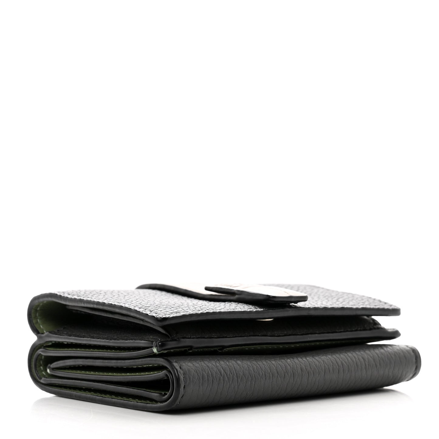 Grained Calfskin Anagram Trifold Wallet Anthracite Ghost