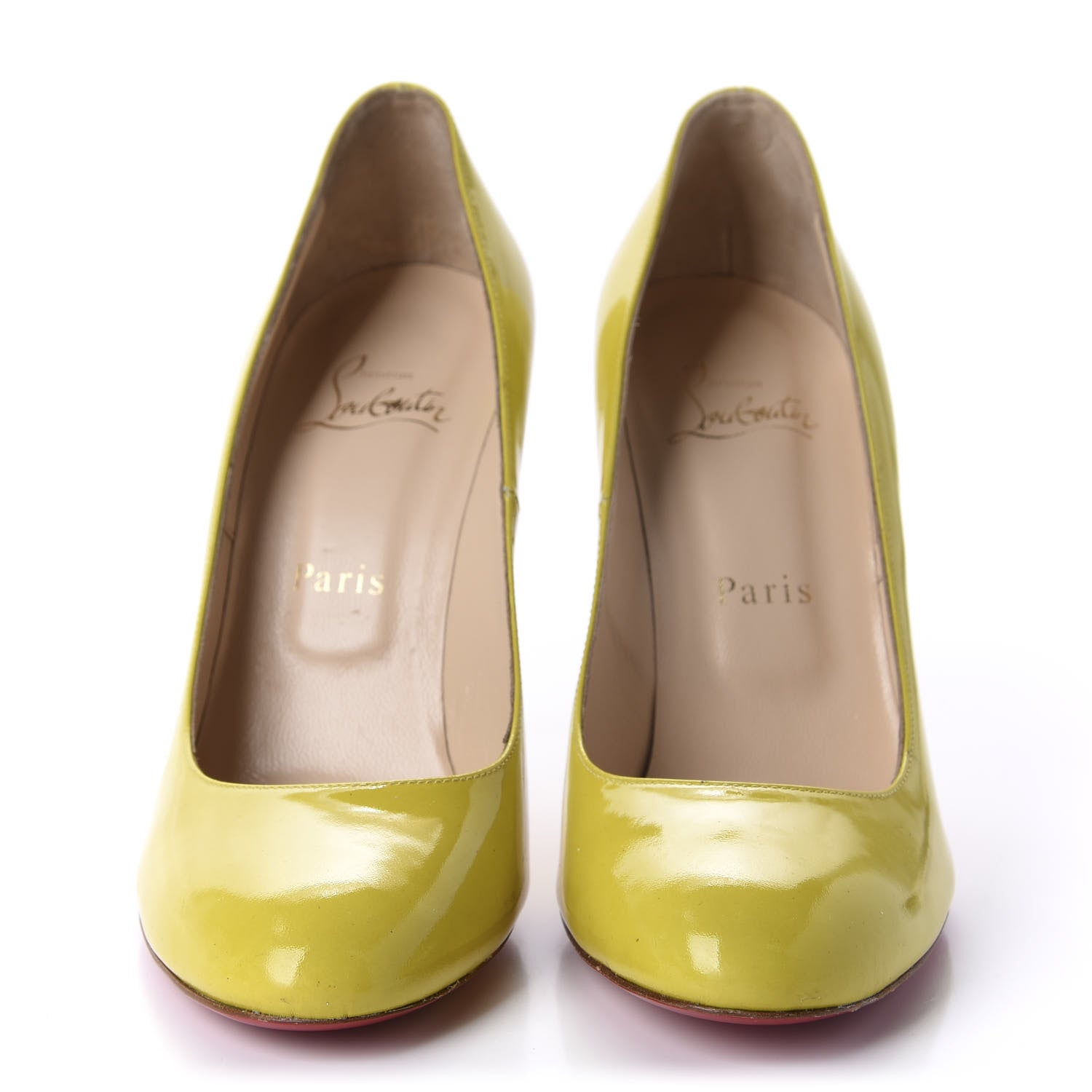 Christian Louboutin Patent Fifi 100 Pumps 38 Lemon 2 of 6