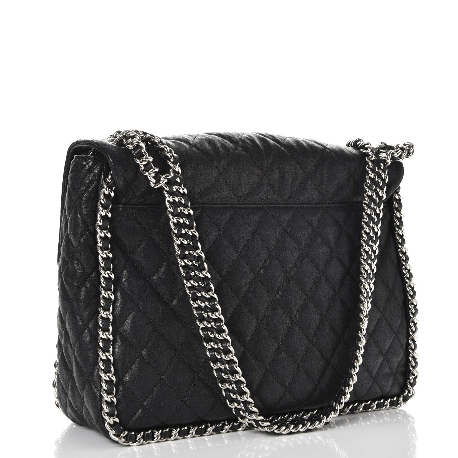Chanel Washed Lambskin Quilted Maxi Chain Around Flap Black 3 of 9