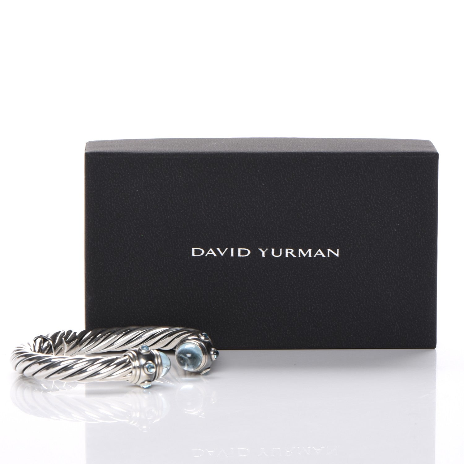 David Yurman Sterling Silver Blue Topaz 8.5mm Cable Renaissance Bracelet 6 of 6