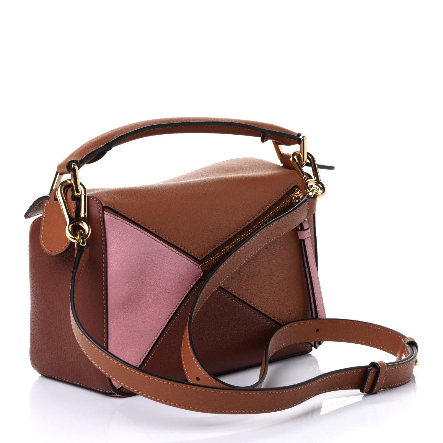 Loewe Calfskin Small Puzzle Bag Tan Medium Pink 2 of 4