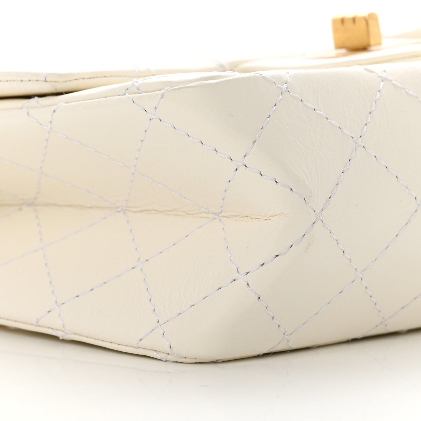 Aged Calfskin Quilted 2.55 Reissue Mini Flap White