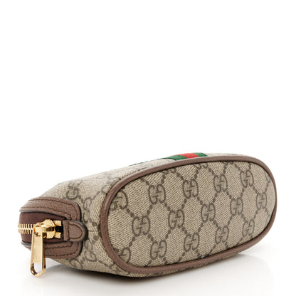 Gucci GG Supreme Monogram Textured Calfskin Web Medium Ophidia Cosmetic Case Beige Ebony New Acero 4 of 9