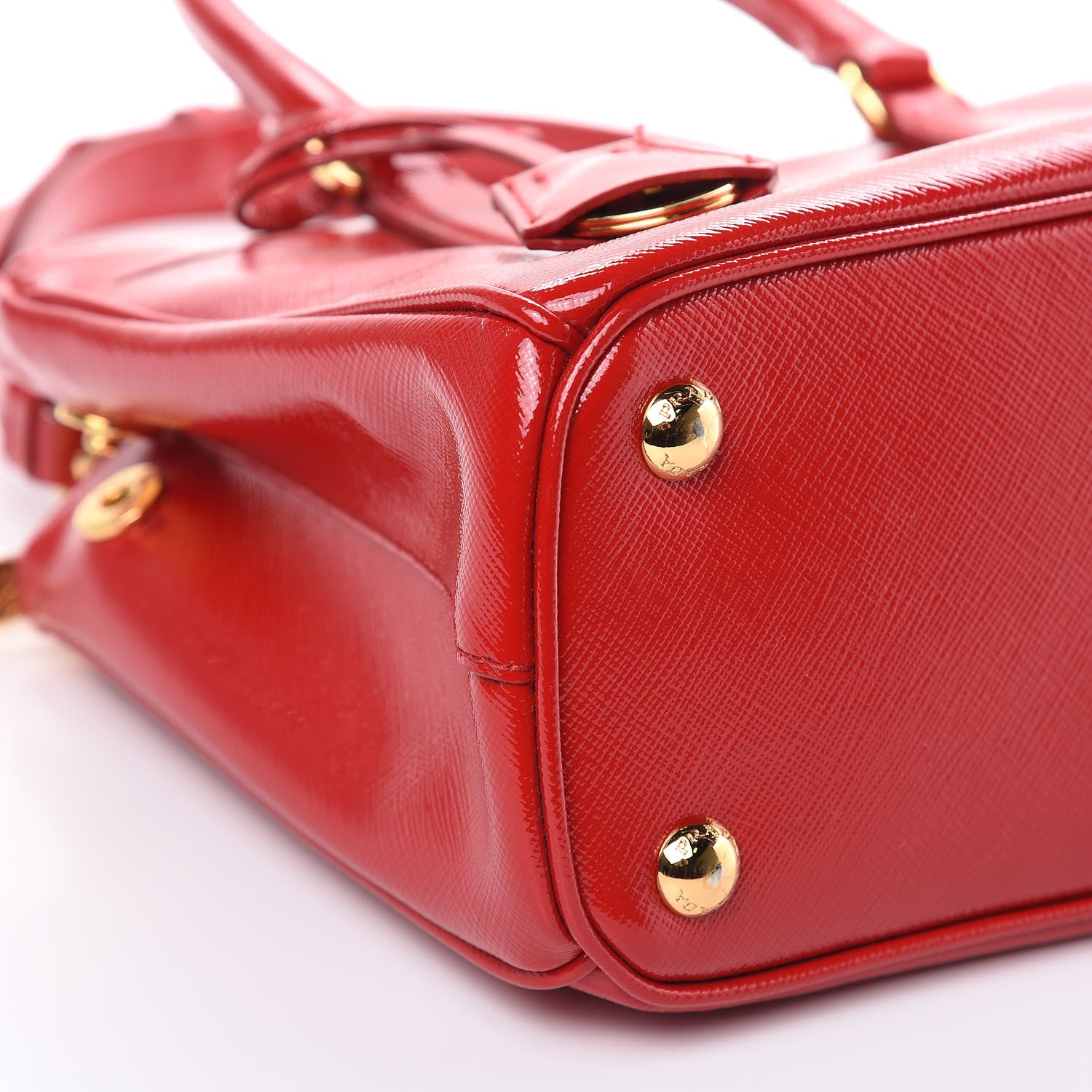 Prada Saffiano Vernice Mini Galleria Double Zip Tote Rosso 8 of 12