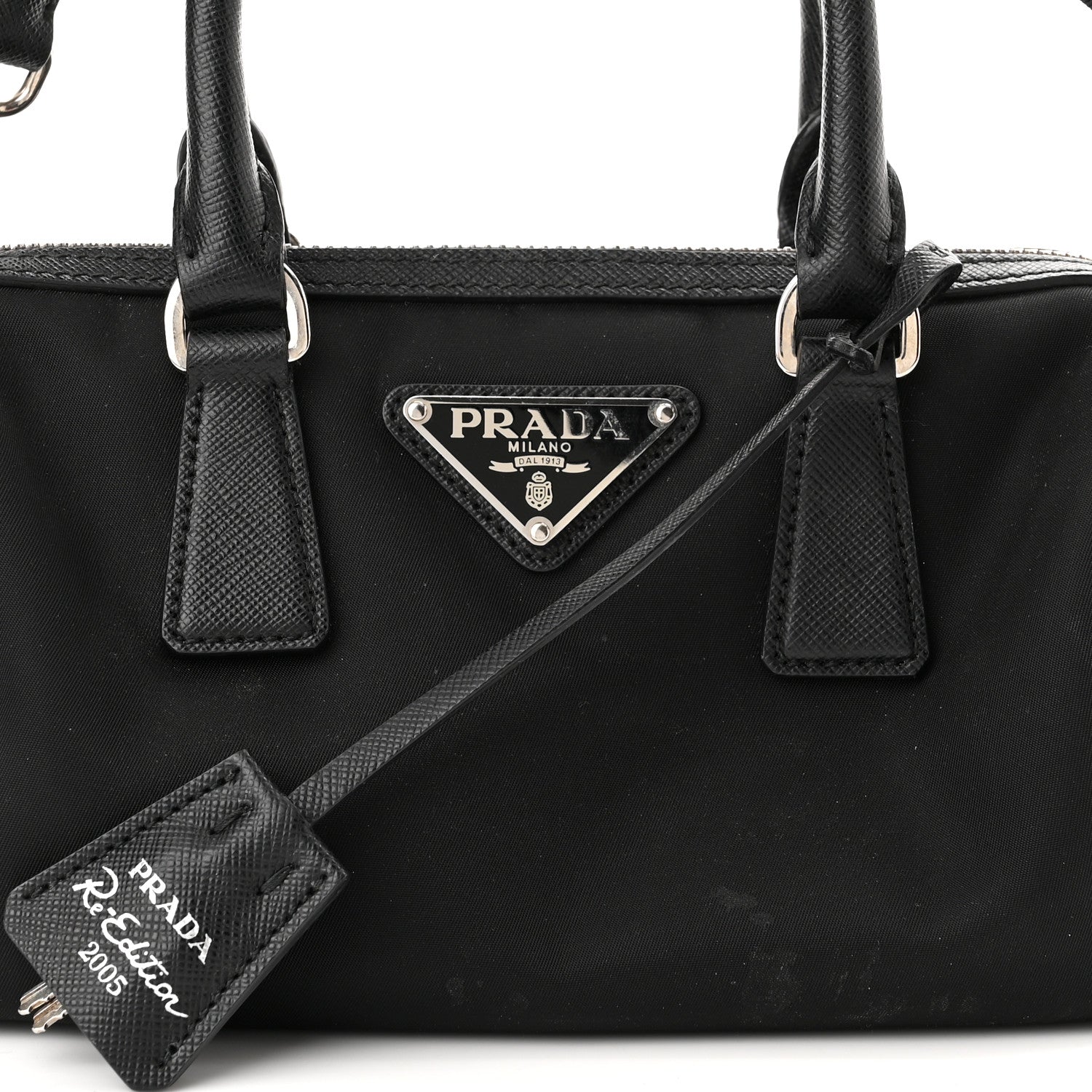 Prada Nylon Saffiano Re-Edition 2005 Top Handle Crossbody Bag Black 12 of 13