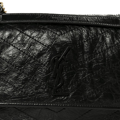 Saint Laurent Crinkled Calfskin Matelasse Monogram Medium Niki Chain Satchel Black 9 of 11