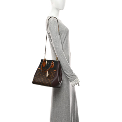 Louis Vuitton Calfskin Monogram Fold Tote MM Black Wine Cream 2 of 9