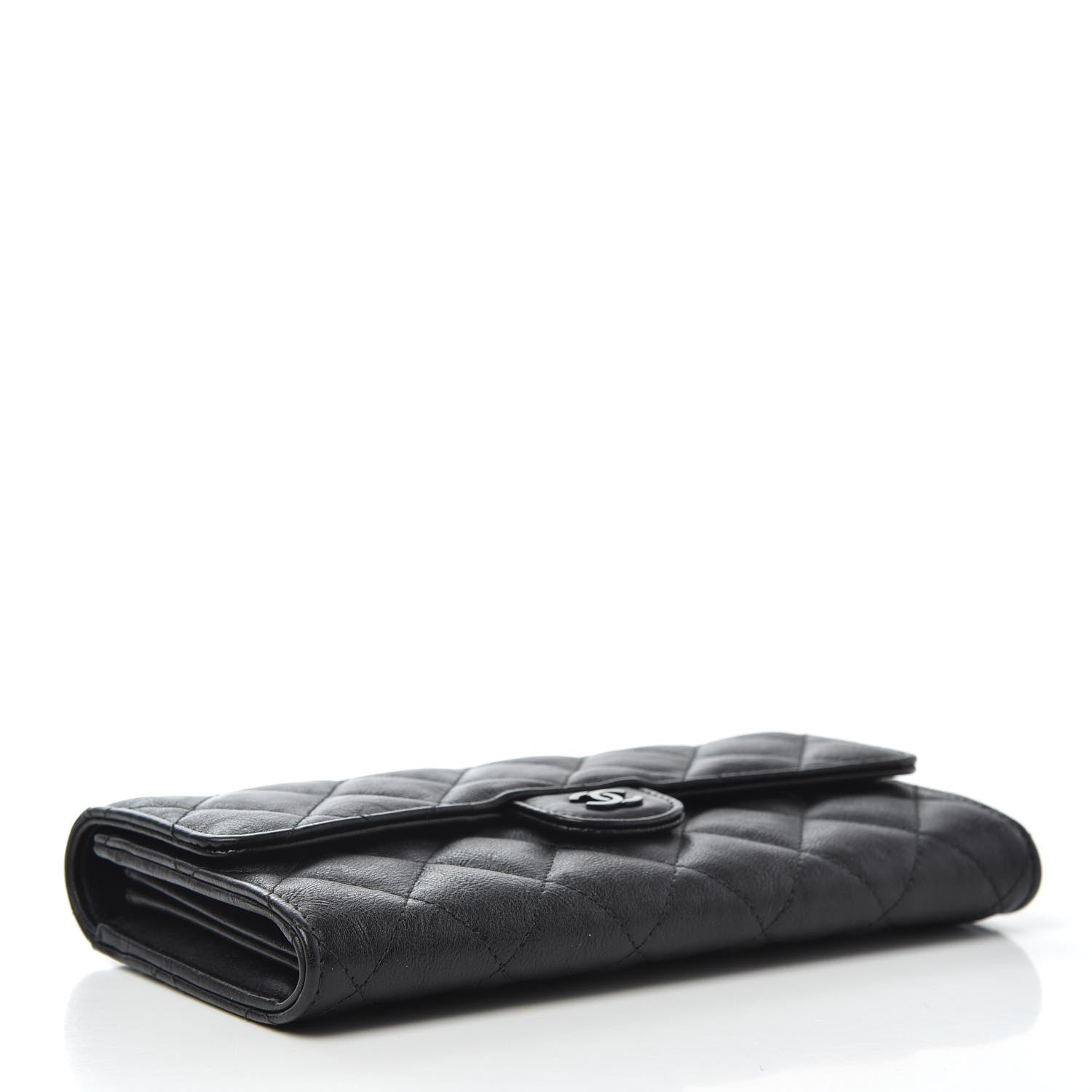 Chanel Crumpled Calfskin Quilted Large Flap Wallet So Black 4 of 7