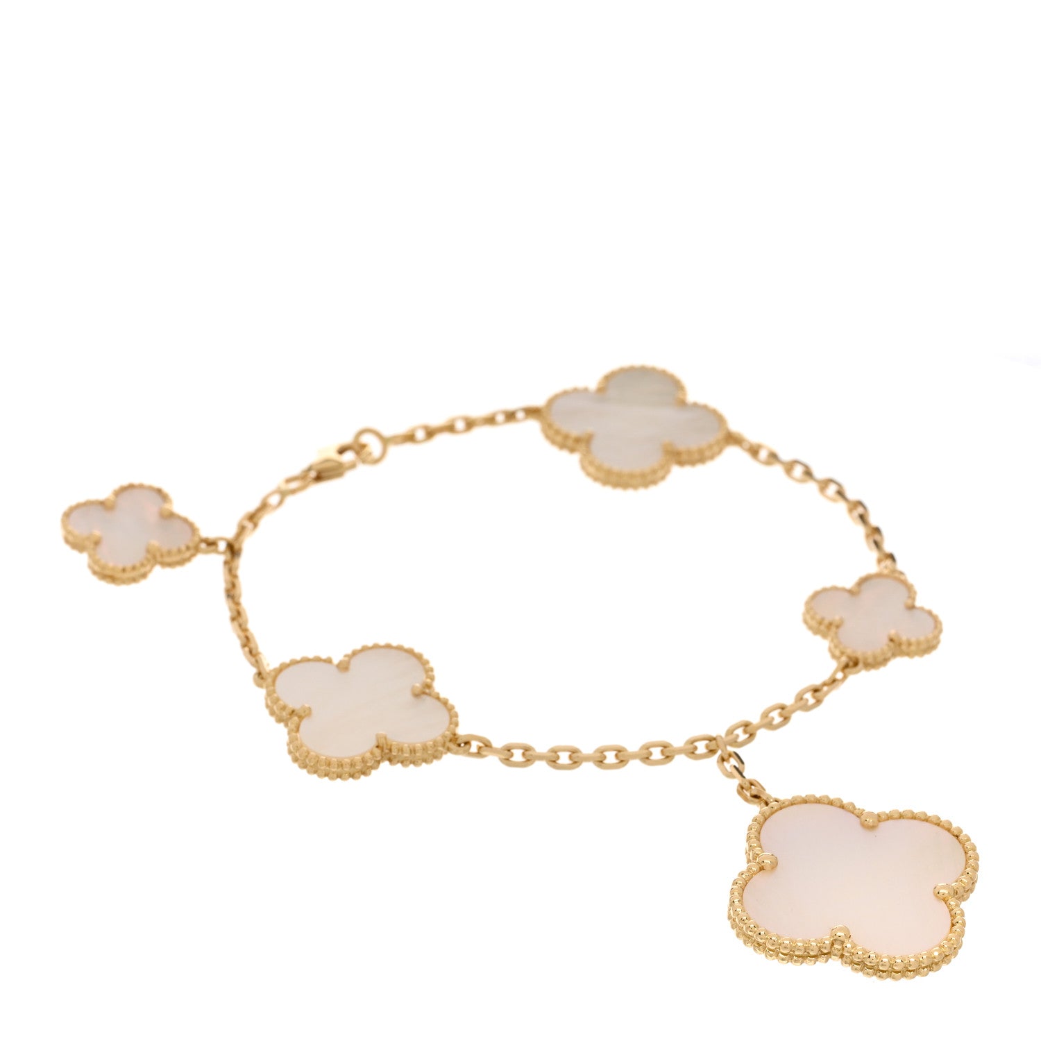Van Cleef & Arpels 18K Yellow Gold Mother of Pearl 5 Motifs Magic Alhambra Bracelet 1 of 4