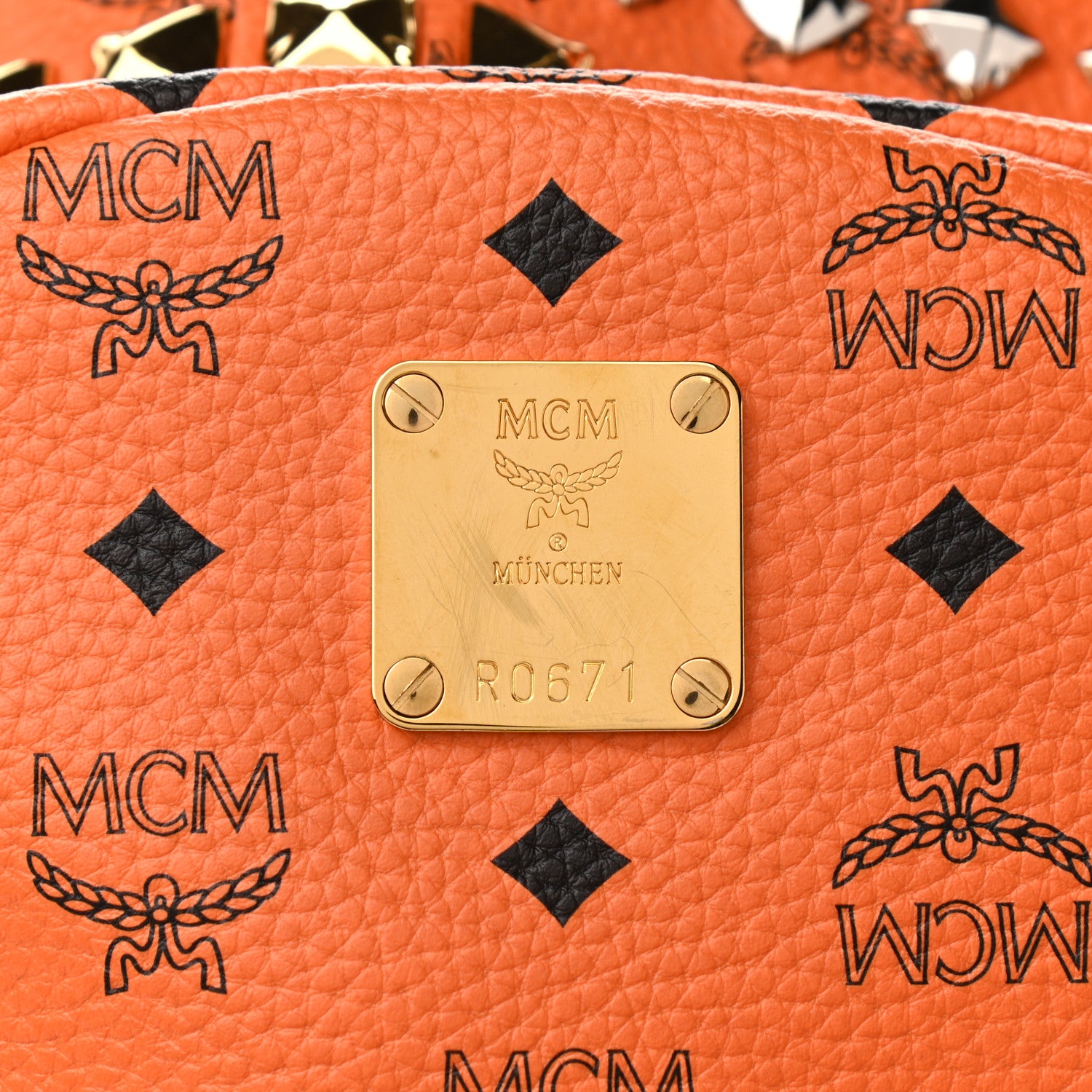 MCM Visetos Crown Stud Medium Stark Backpack Orange 8 of 17