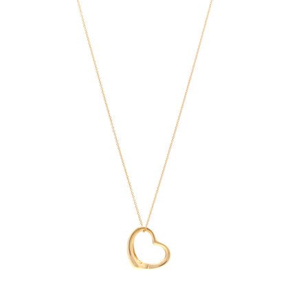 Tiffany 18K Yellow Gold 22mm Elsa Peretti Open Heart Pendant Necklace 1 of 4
