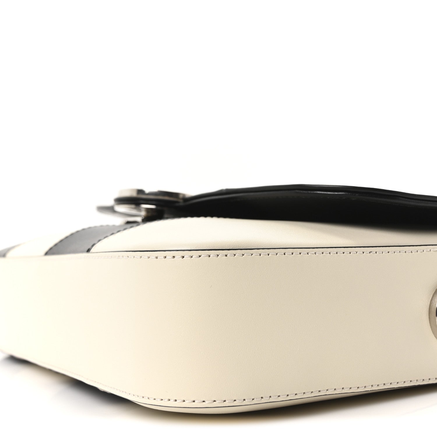 Gucci Senna Calfskin Lines Petite GG Top Handle Shoulder Bag Black Mystic White 10 of 10