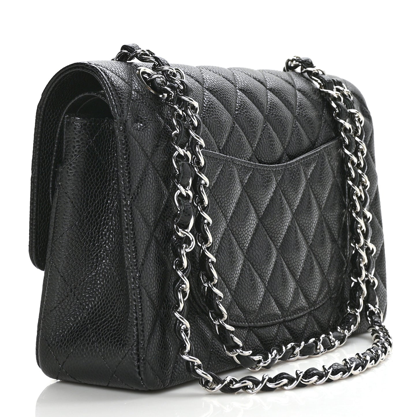 Caviar Quilted Medium Double Flap Black