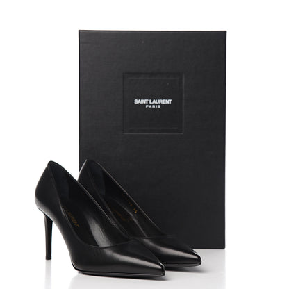 Saint Laurent Calfskin Classic Paris 80 Skinny Pumps 35 Black 9 of 9