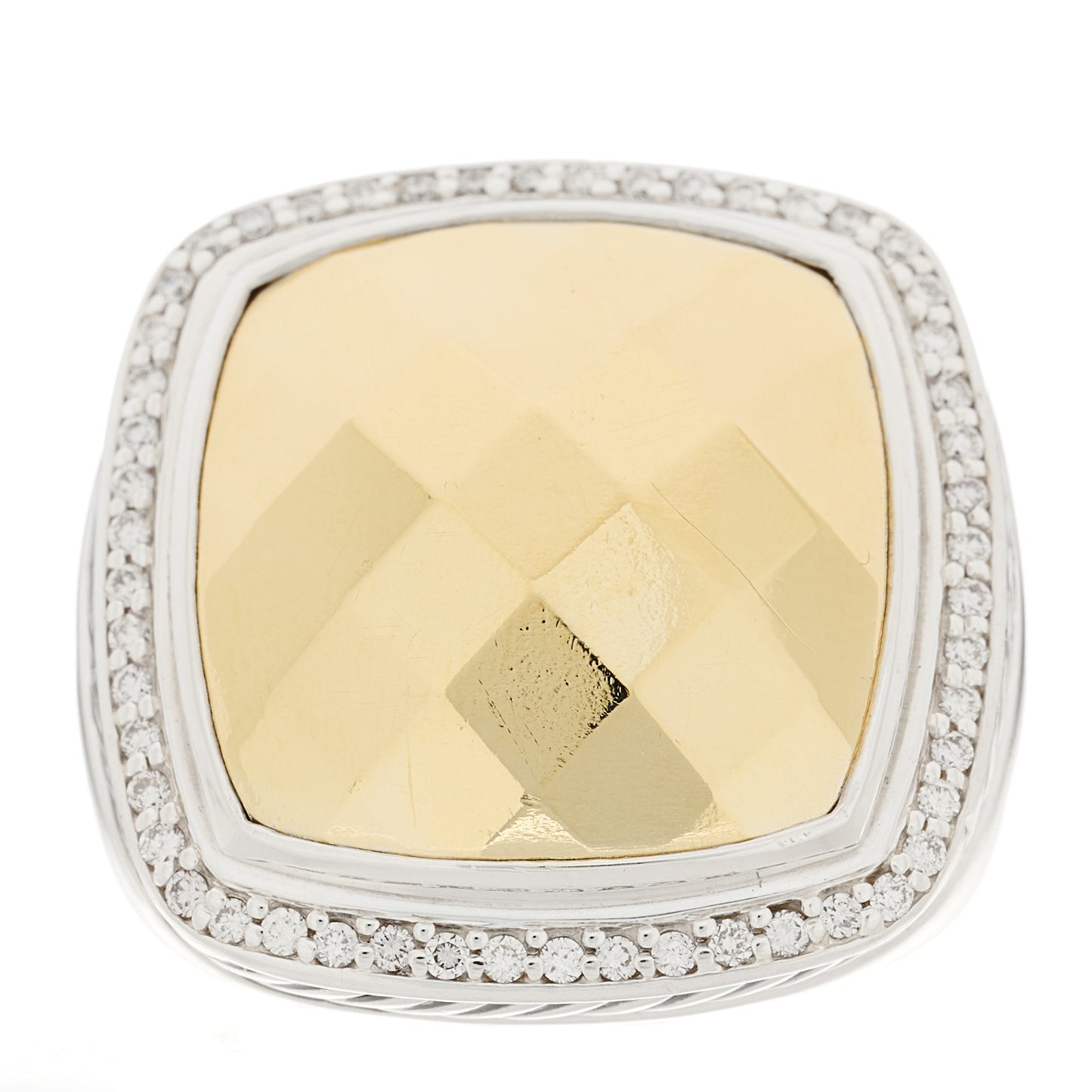 Sterling Silver 18K Yellow Gold Diamond 20mm Albion Statement Ring 58 8.25
