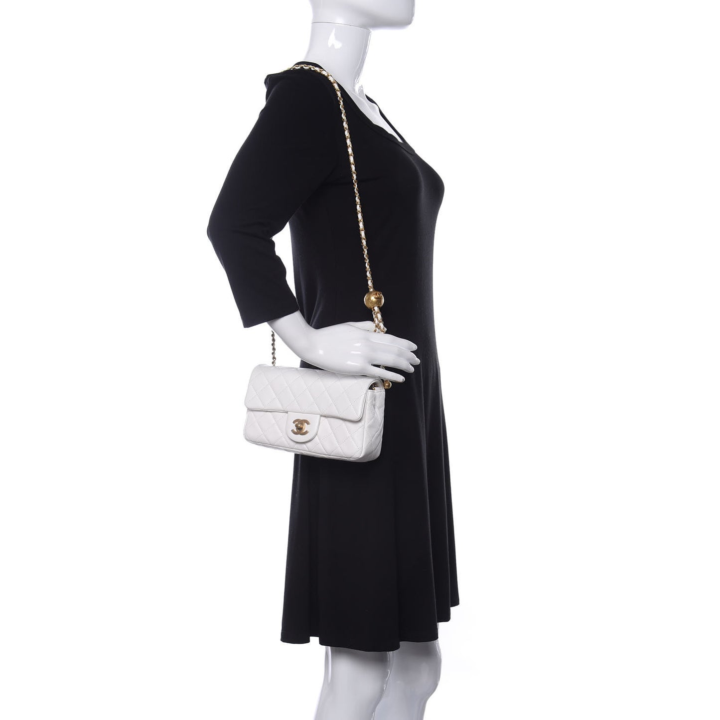 Lambskin Quilted Mini Rectangular Pearl Crush Flap White