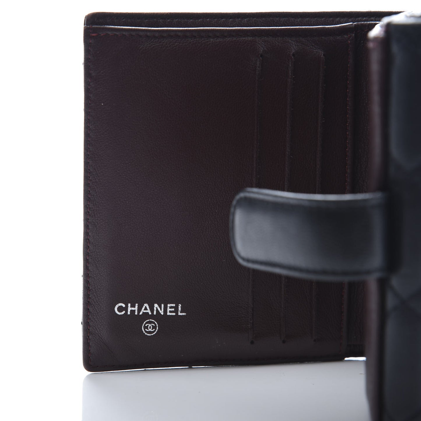 Lambskin Quilted Compact French Flap Wallet Black