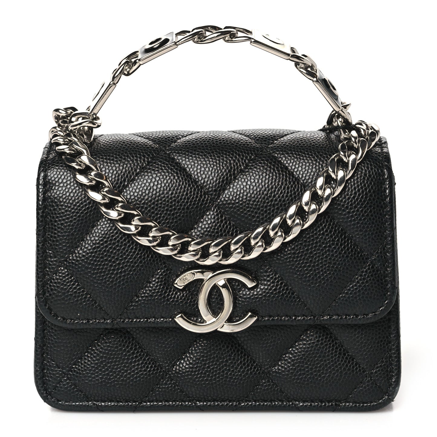 Caviar Quilted Pick Me Up Clutch With Chain Black