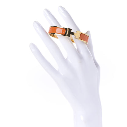 Hermes Enamel Narrow Clic Clac H Bracelet PM Orange 2 of 5