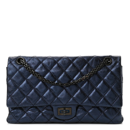 Chanel Metallic Calfskin Quilted 2.55 Reissue 226 Flap Dark Navy Blue 1 of 10