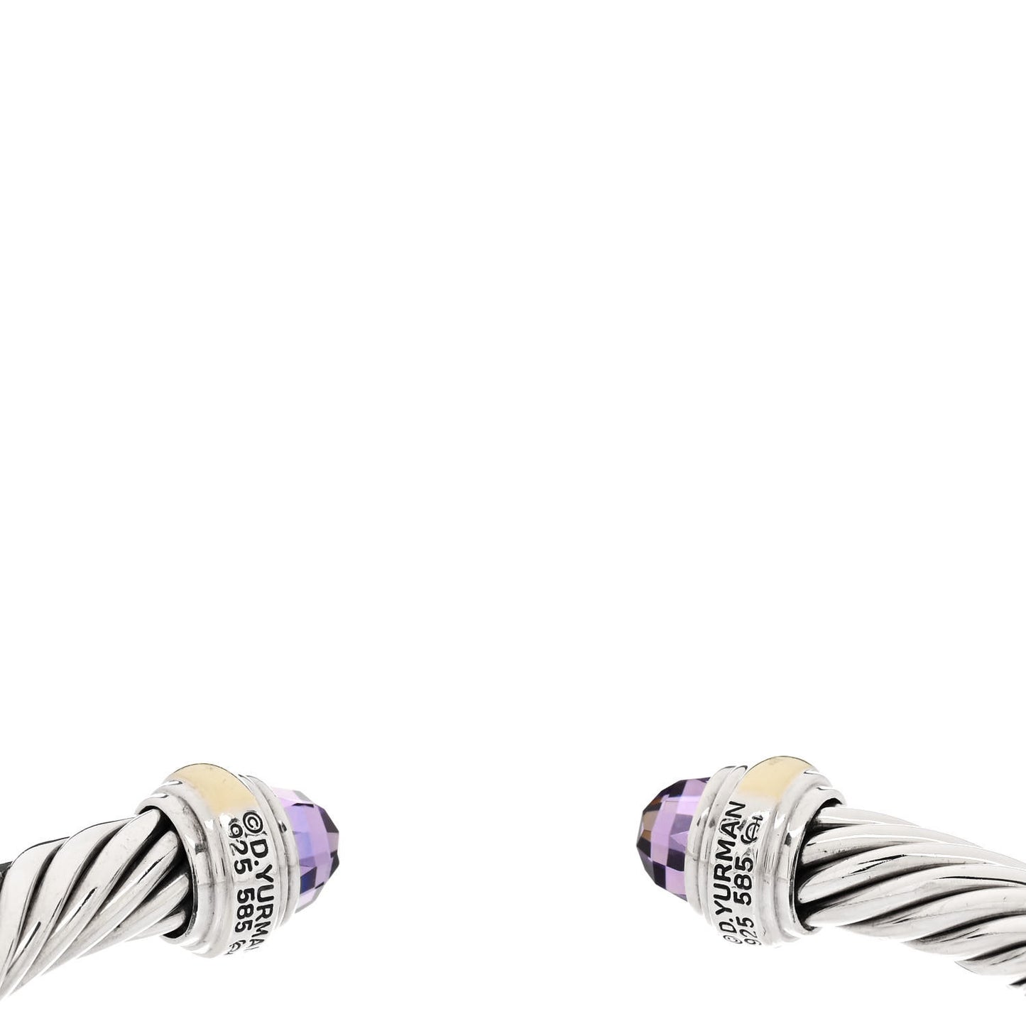 Sterling Silver 14K Yellow Gold Amethyst 7mm Cable Classics Bracelet