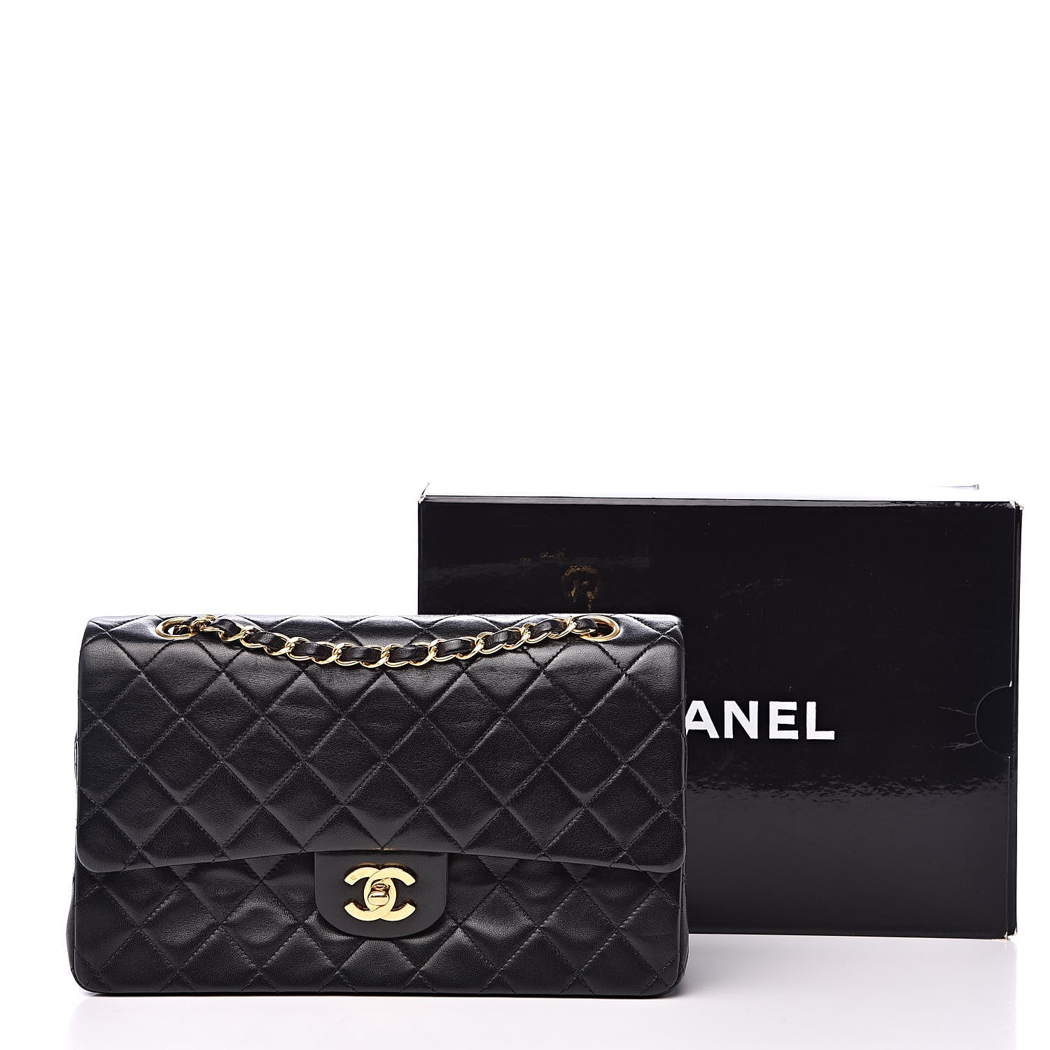 Chanel Lambskin Quilted Medium Double Flap Black 16 of 16