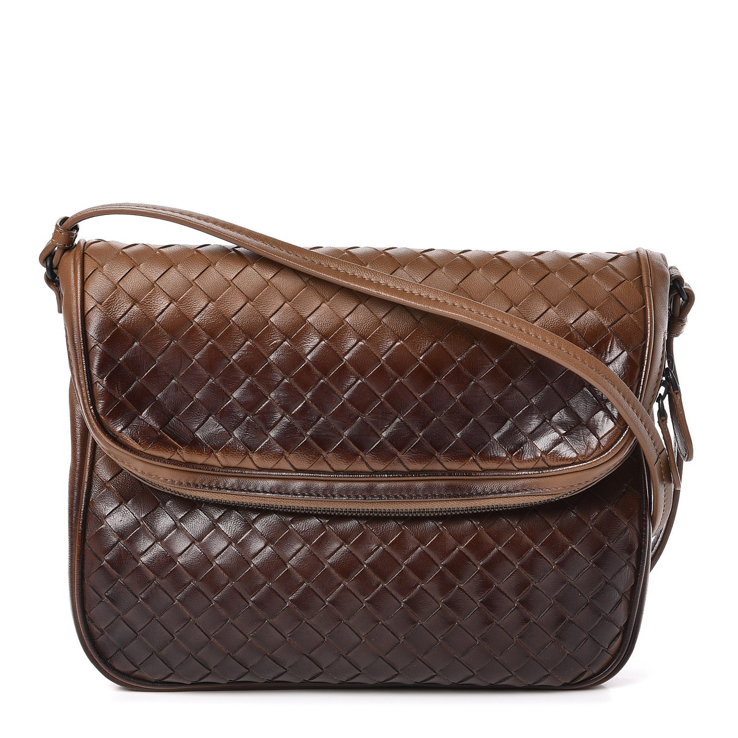 Nappa Intrecciato Ombre Crossbody Flap Chene