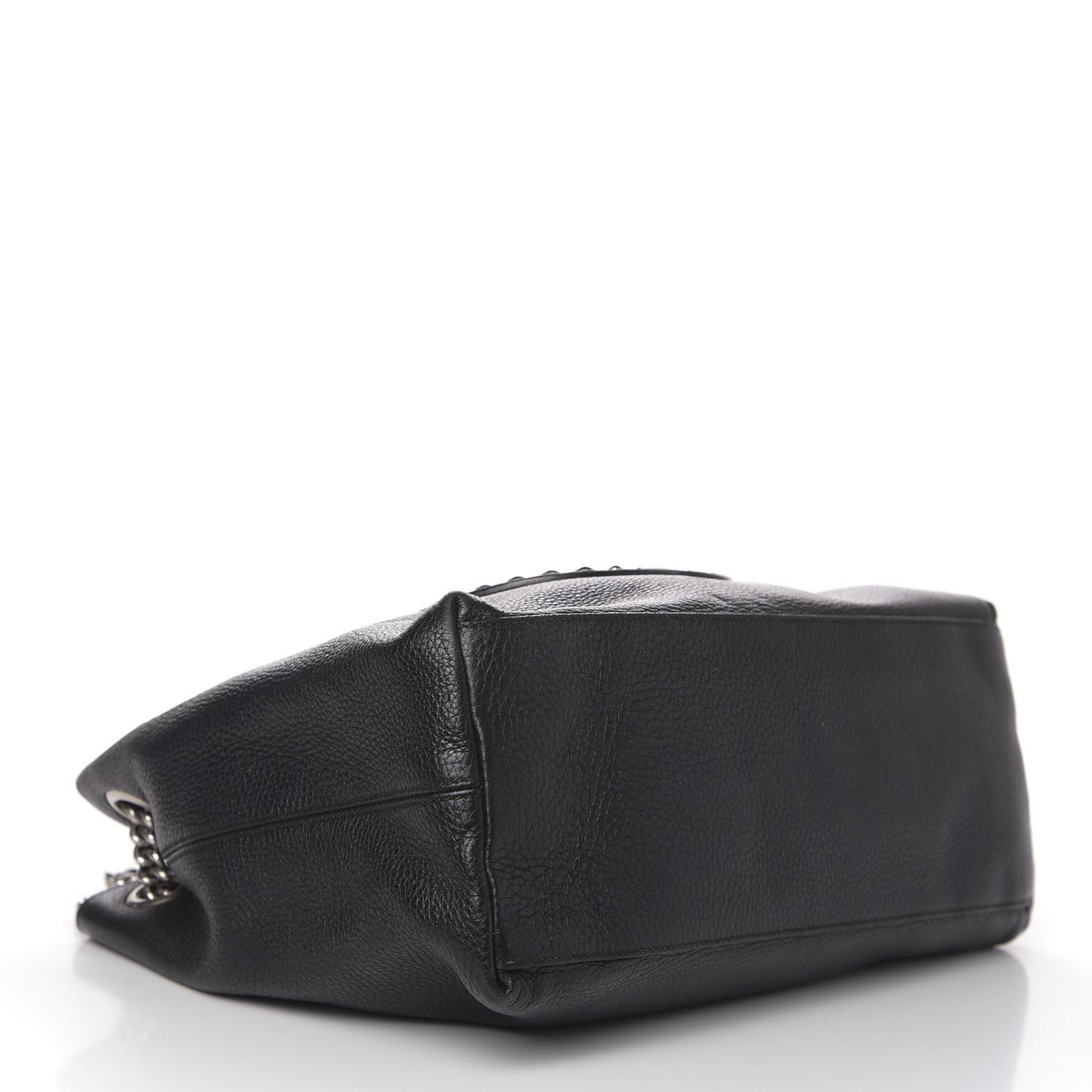 Pebbled Calfskin Studded Medium Soho Chain Shoulder Bag Black