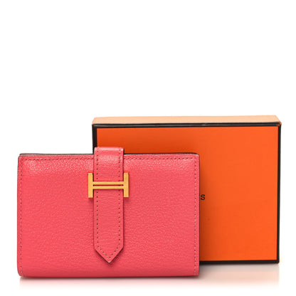 Hermes Chevre Mysore Mini Bearn Wallet Rose Lipstick 11 of 11