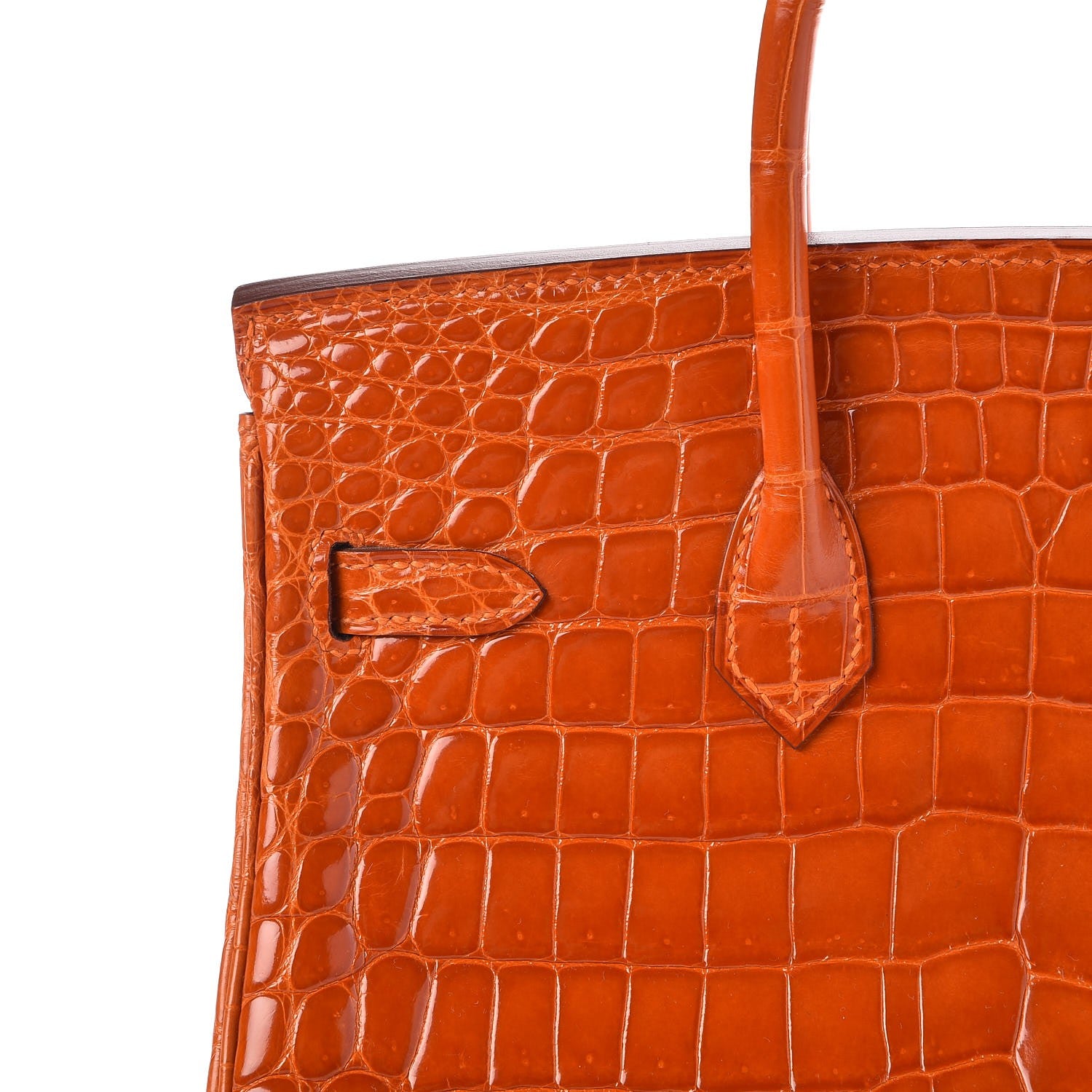 Hermes Shiny Niloticus Crocodile Birkin 25 Orange 8 of 30