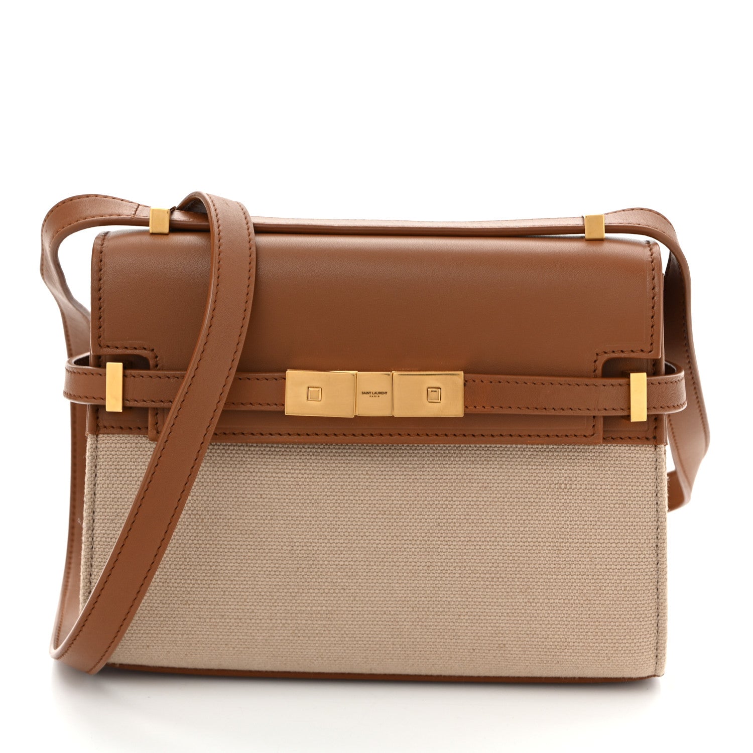Saint Laurent Canvas Calfskin Mini Manhattan Shoulder Bag  Natural Beige Brick 8 of 10