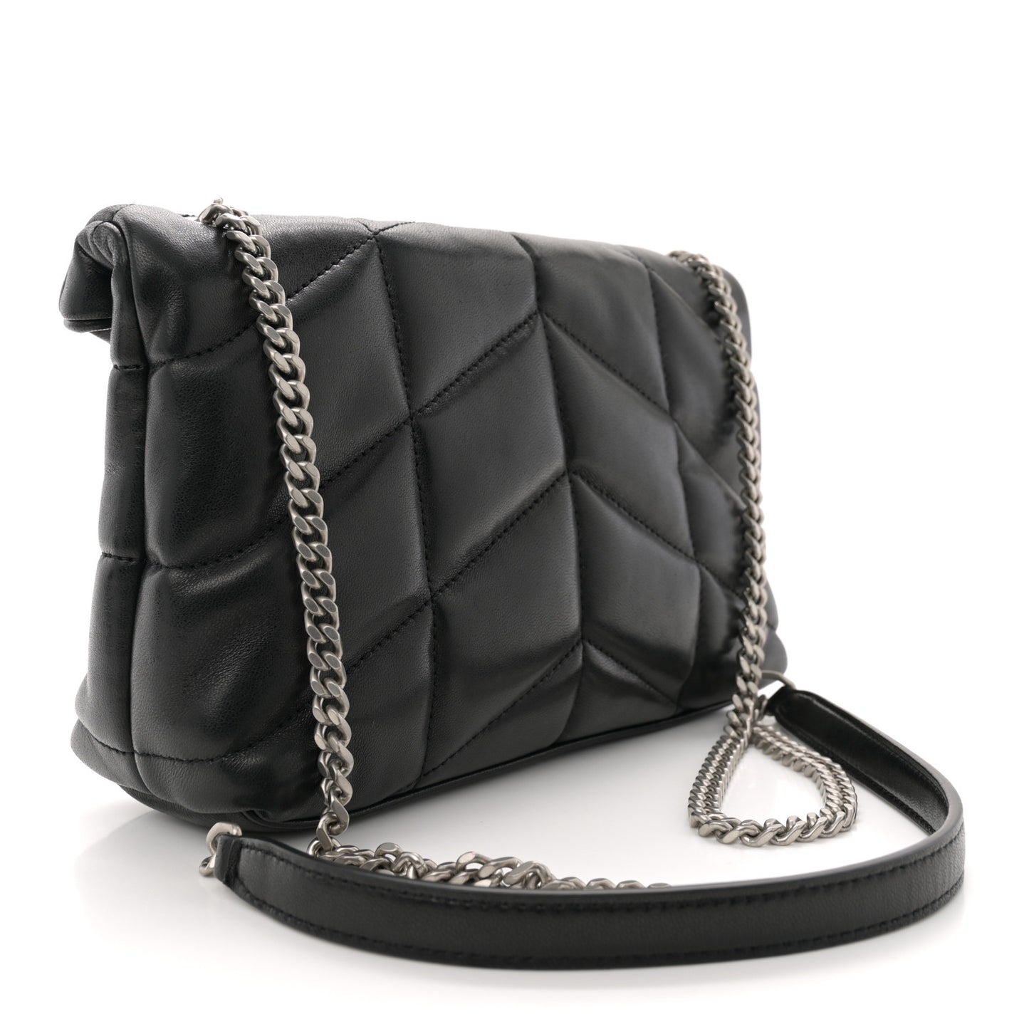 Lambskin Quilted Toy Loulou Puffer Monogram Chain Satchel Black