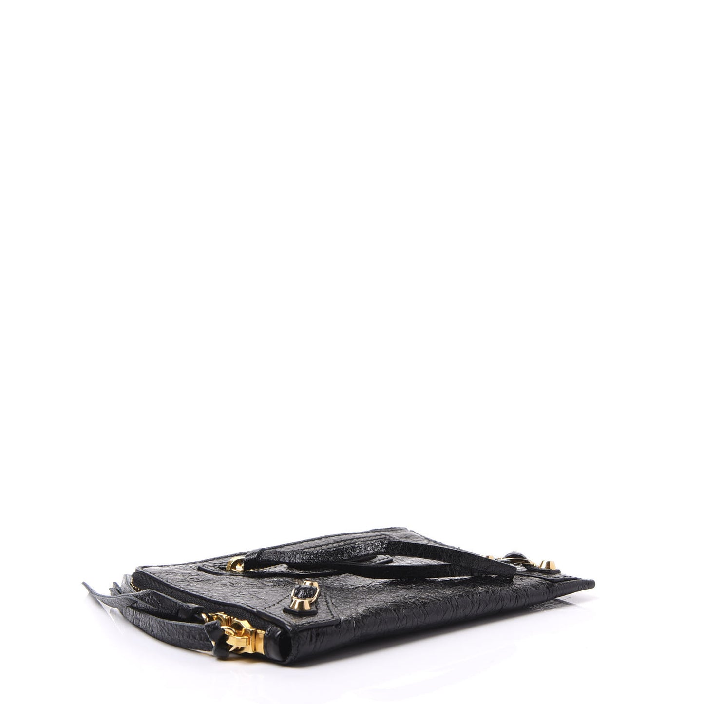 Agneau Arena Classic Gold Hardware Mini Pouch Black