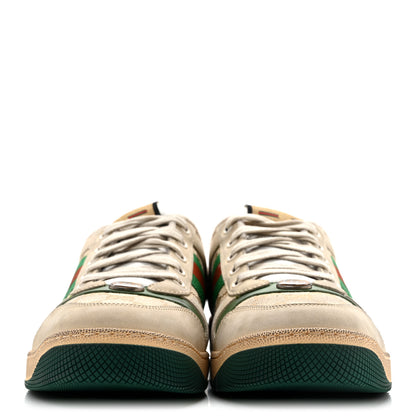 Gucci GG Monogram Nubuck Web Womens Screener Sneaker Mules 40 New Sand Dusty Milk Vintage Green 3 of 9