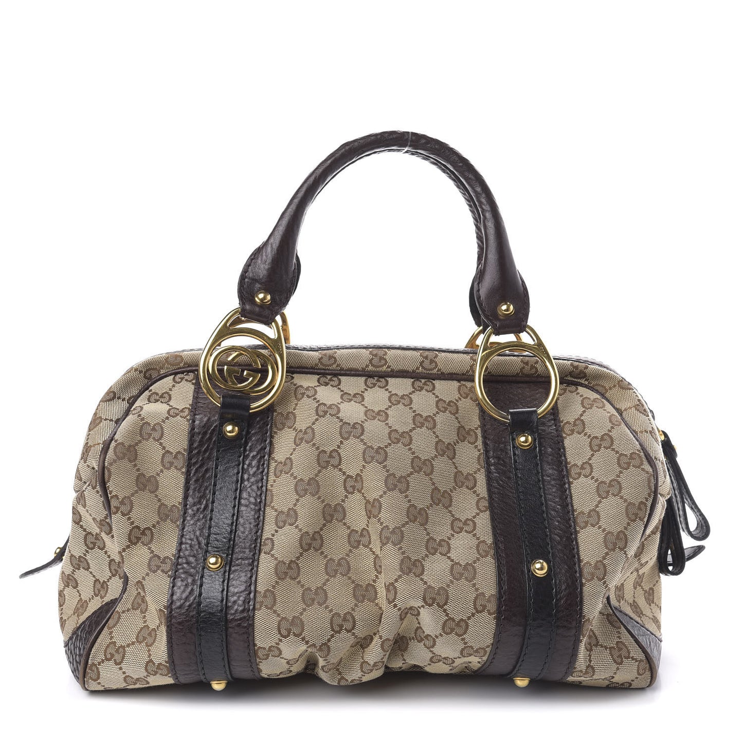 Monogram Medium Interlocking Icon Tote Dark Brown