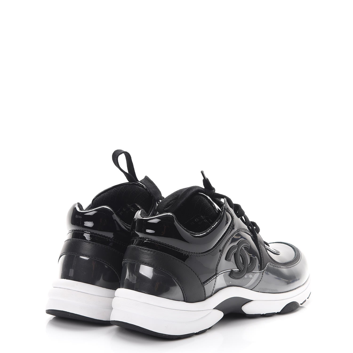 Chanel Patent PVC CC Sneakers 37 Black 4 of 9