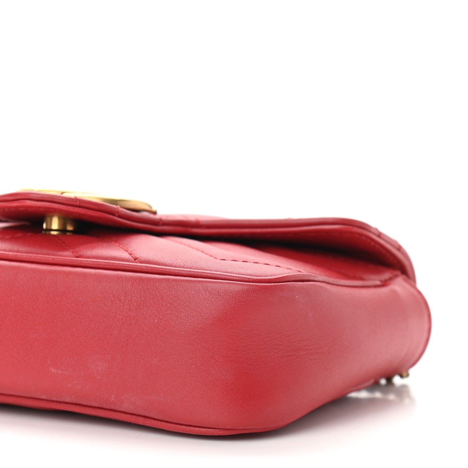 Gucci Calfskin Matelasse Super Mini GG Marmont Shoulder Bag Hibiscus Red 13 of 13