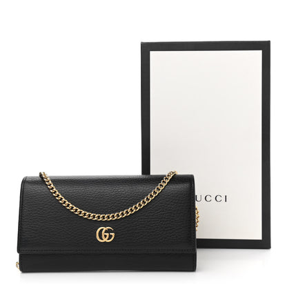 Gucci Calfskin Petite GG Marmont Wallet Chain Bag Black 12 of 12