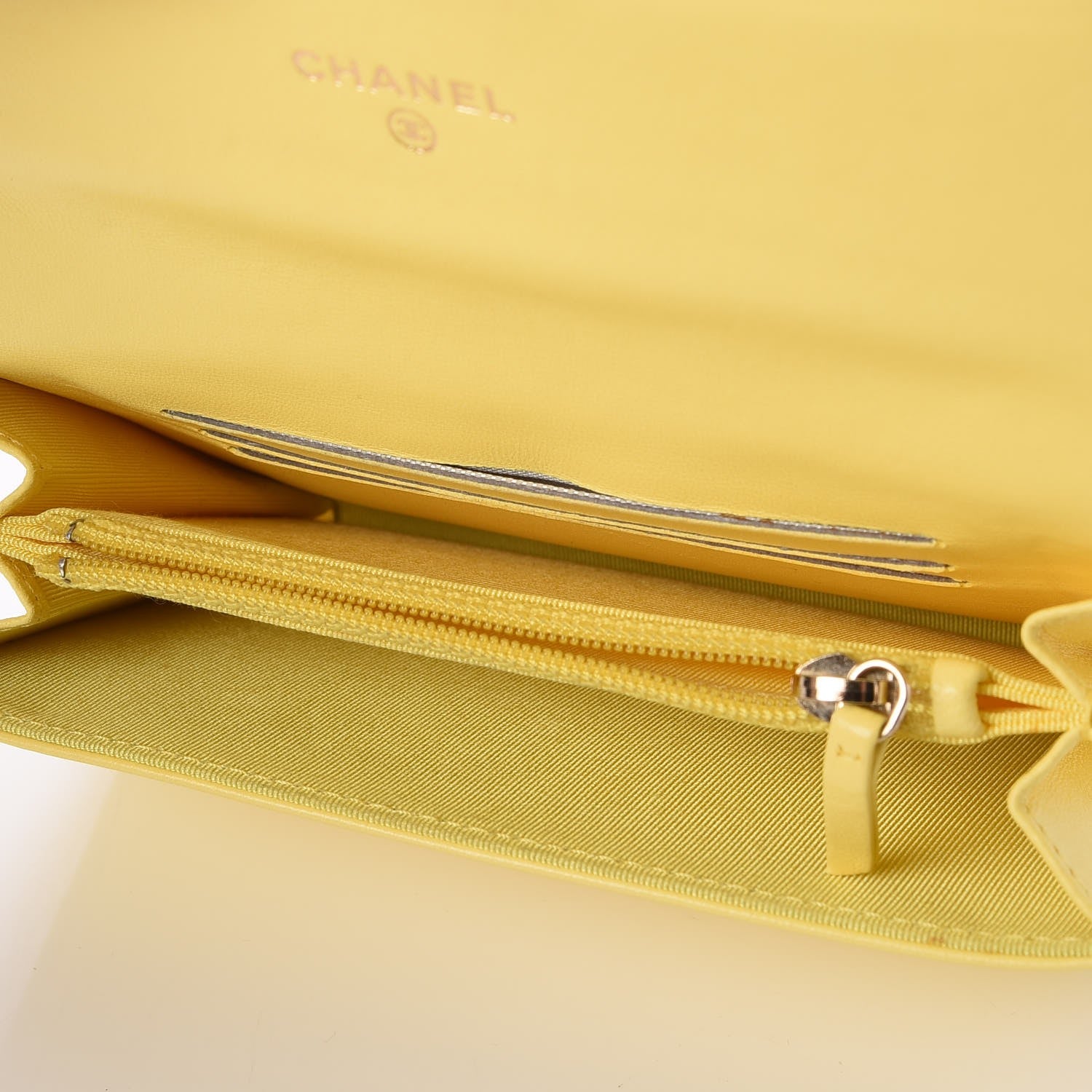 Chanel Lambskin Quilted Small Flap Wallet Yellow 8 of 9