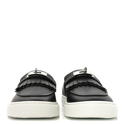 Hermes Epsom Calfskin Mens Game Slip On Fringe Sneakers 44.5 Black 3 of 8