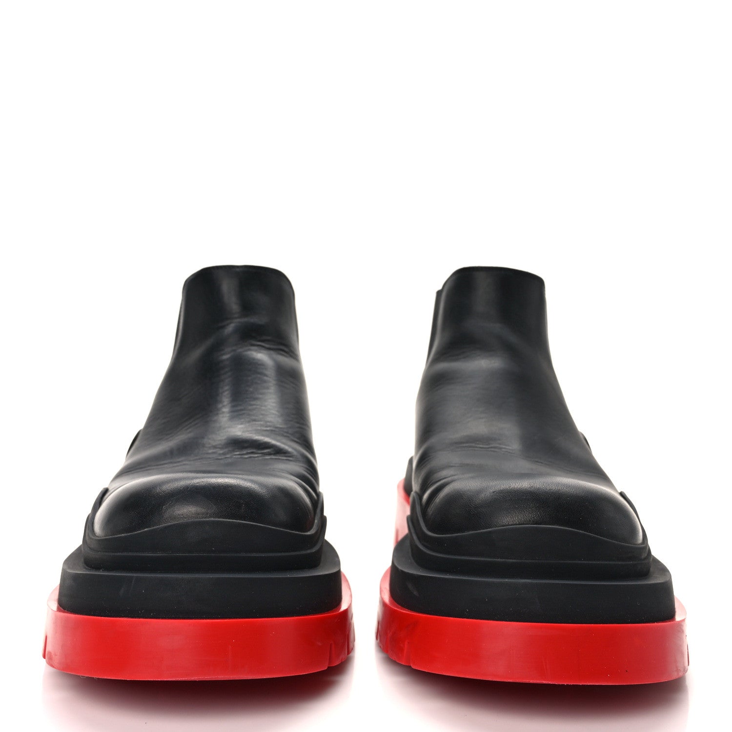 Bottega Veneta Calfskin Mens The Tire Cropped Chelsea Boots 40 Black Bright Red 2 of 10