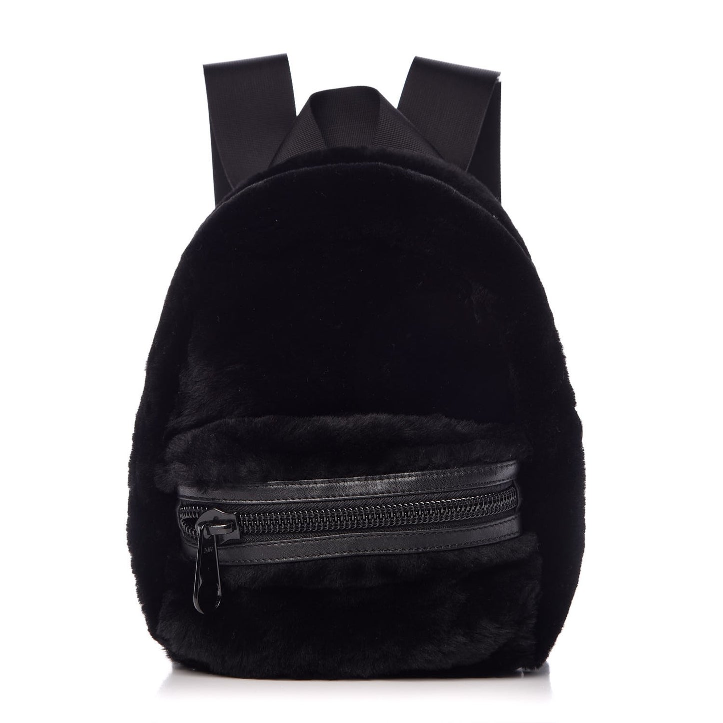Shearling Rubberized Lambskin Backpack Black