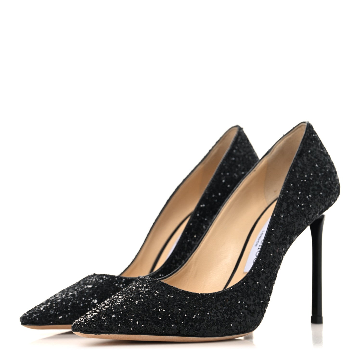 Jimmy Choo Coarse Glitter Pointy Toe Romy Pumps 36 Black 4 of 8